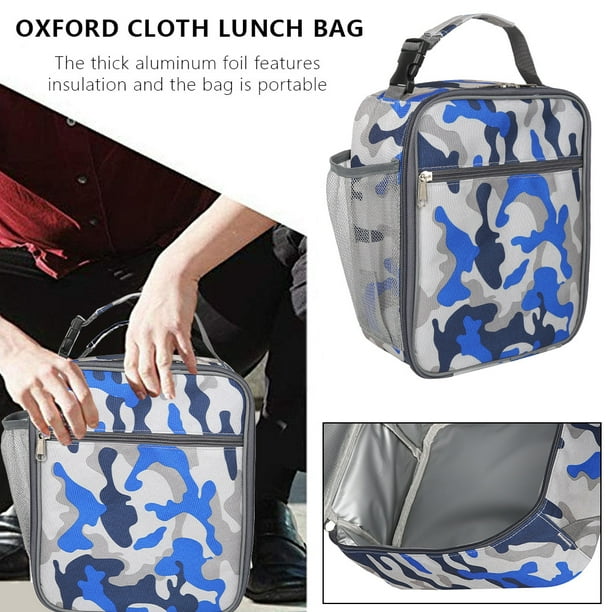 Lunch Bag 7.5L Portable Flower Thermal Cooler Tote Lunch Box Women Girls Navy